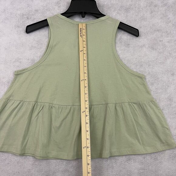Buffalo David Bitton Babydoll Top Womens Small Green Peplum Tank MSRP $39 - Picture 5 of 13